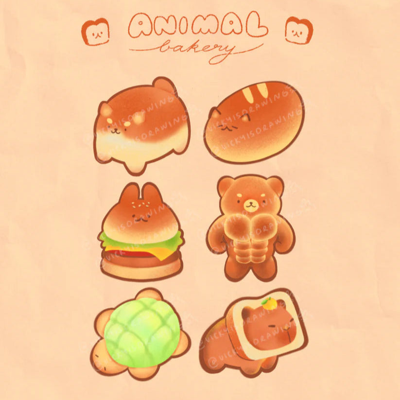 vickyisdrawing: Animal Bakery Sticker Pack