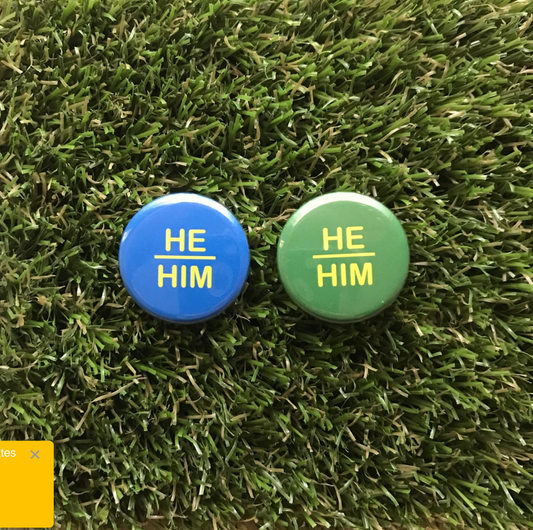 Double Denim Dude: Pronoun Buttons