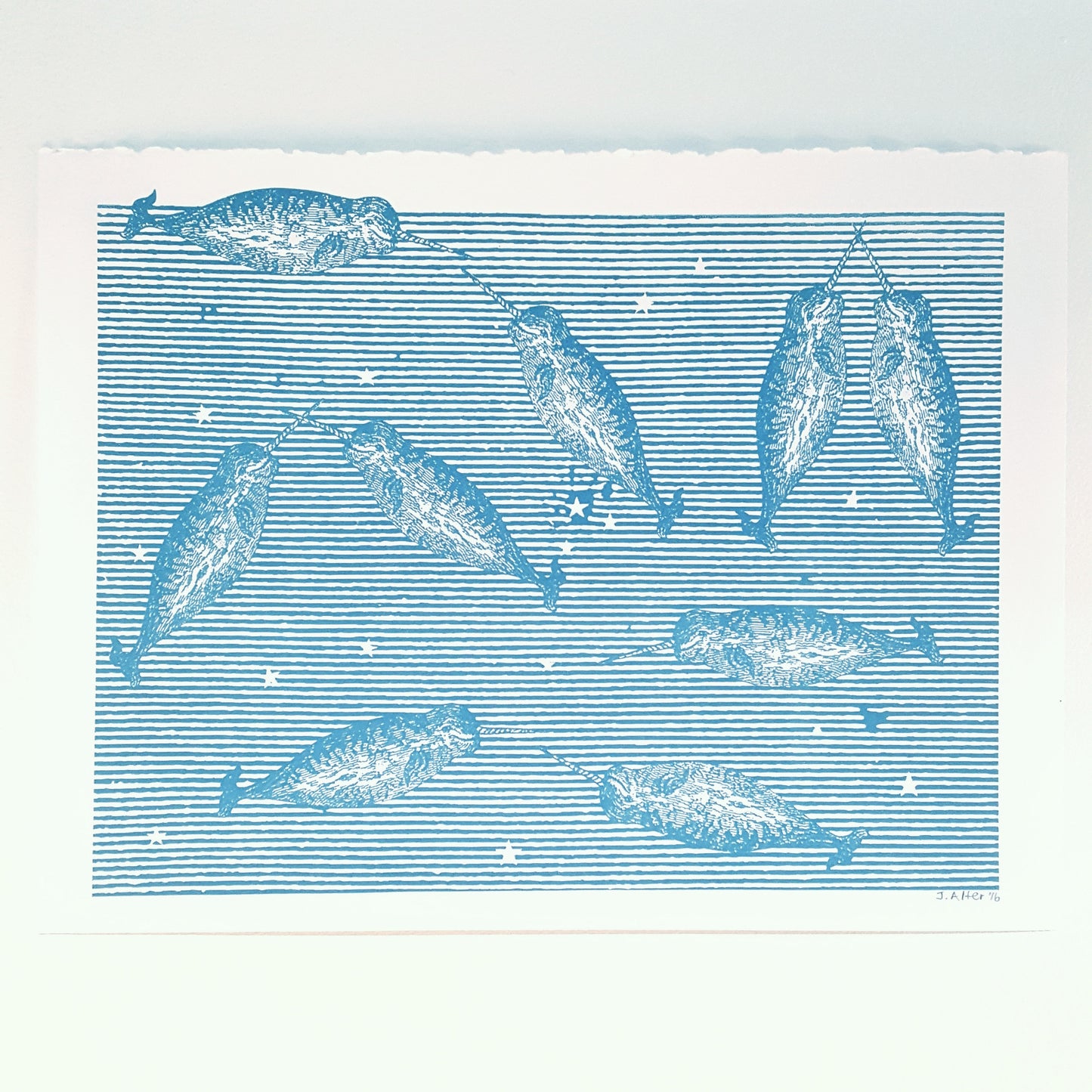 Joel Alter: Blue Narwhals Print