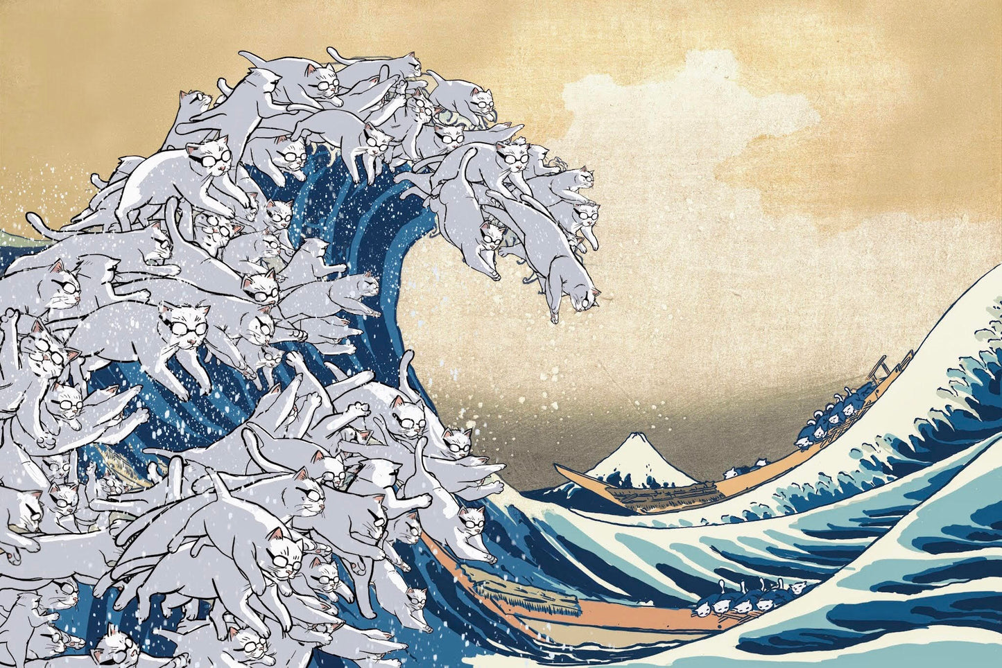 Roberto Maki: Cat Wave Print