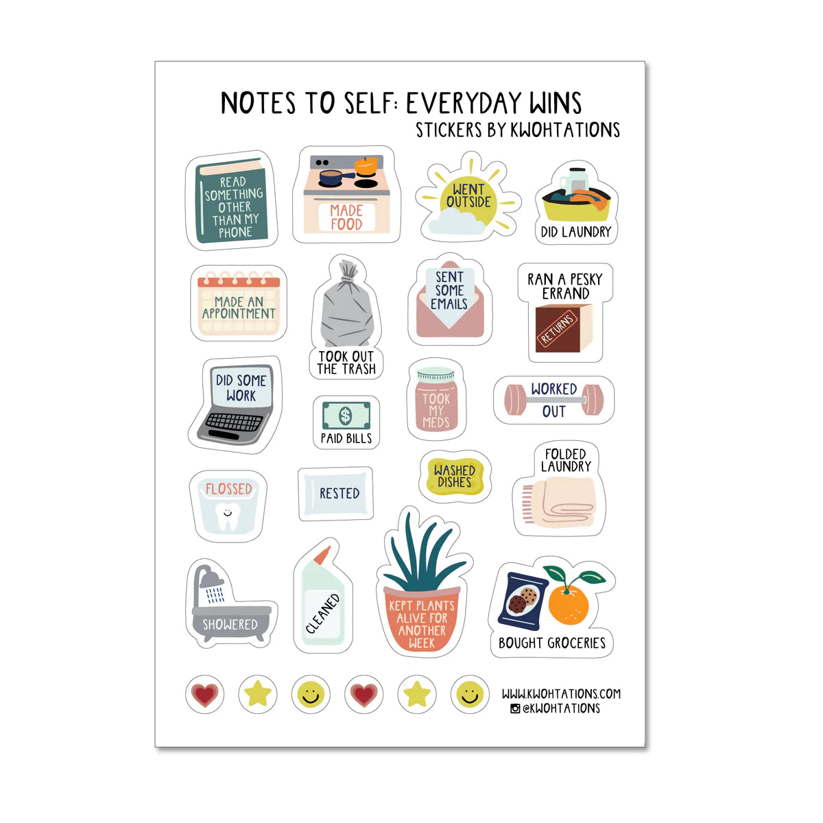 Kwohtations: Notes to Self Sticker Sheets – From Here to Sunday
