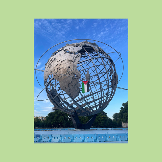 Climbitjustice: Unisphere Palestinian Flag Postcard