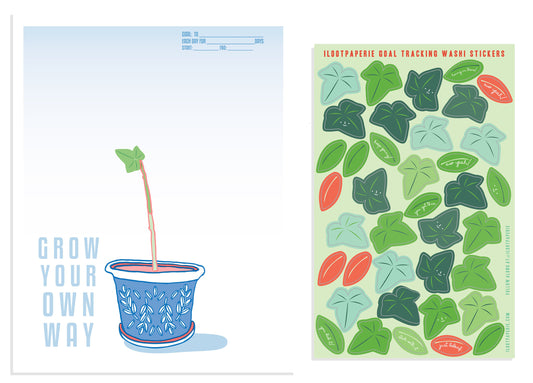 ILOOTPAPERIE: "Grow Your Own Way" Topiary Goal Tracker Kit