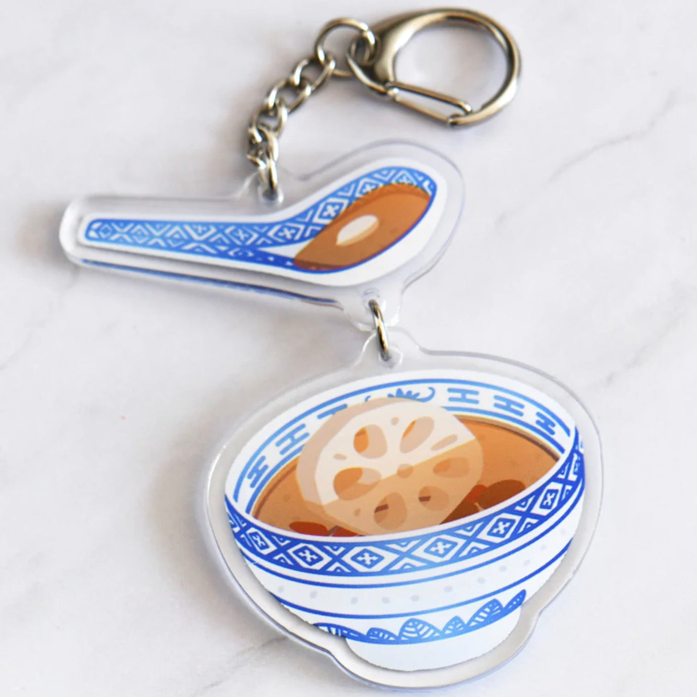 Shattered Earth: Porcelain Bowl & Lotus Soup Keychain