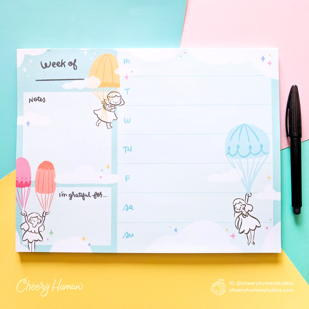Cheery Human Studios: In the Clouds Weekly Planner Notepad