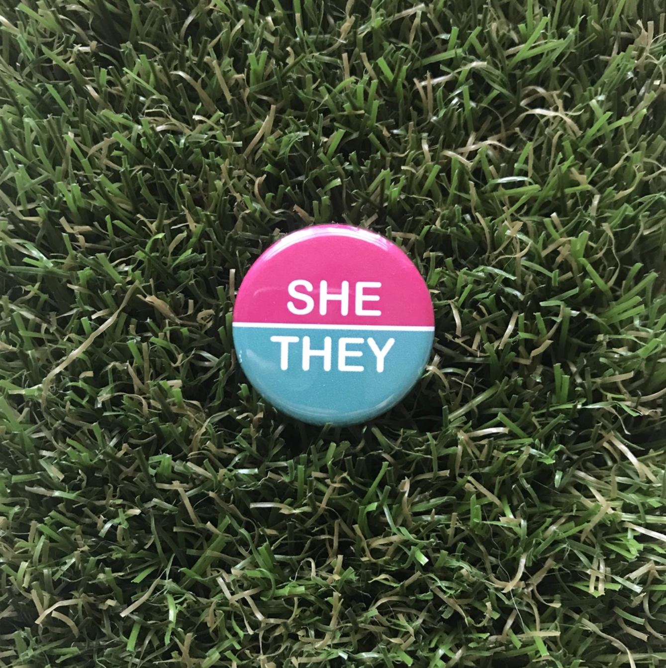 Double Denim Dude: Pronoun Buttons