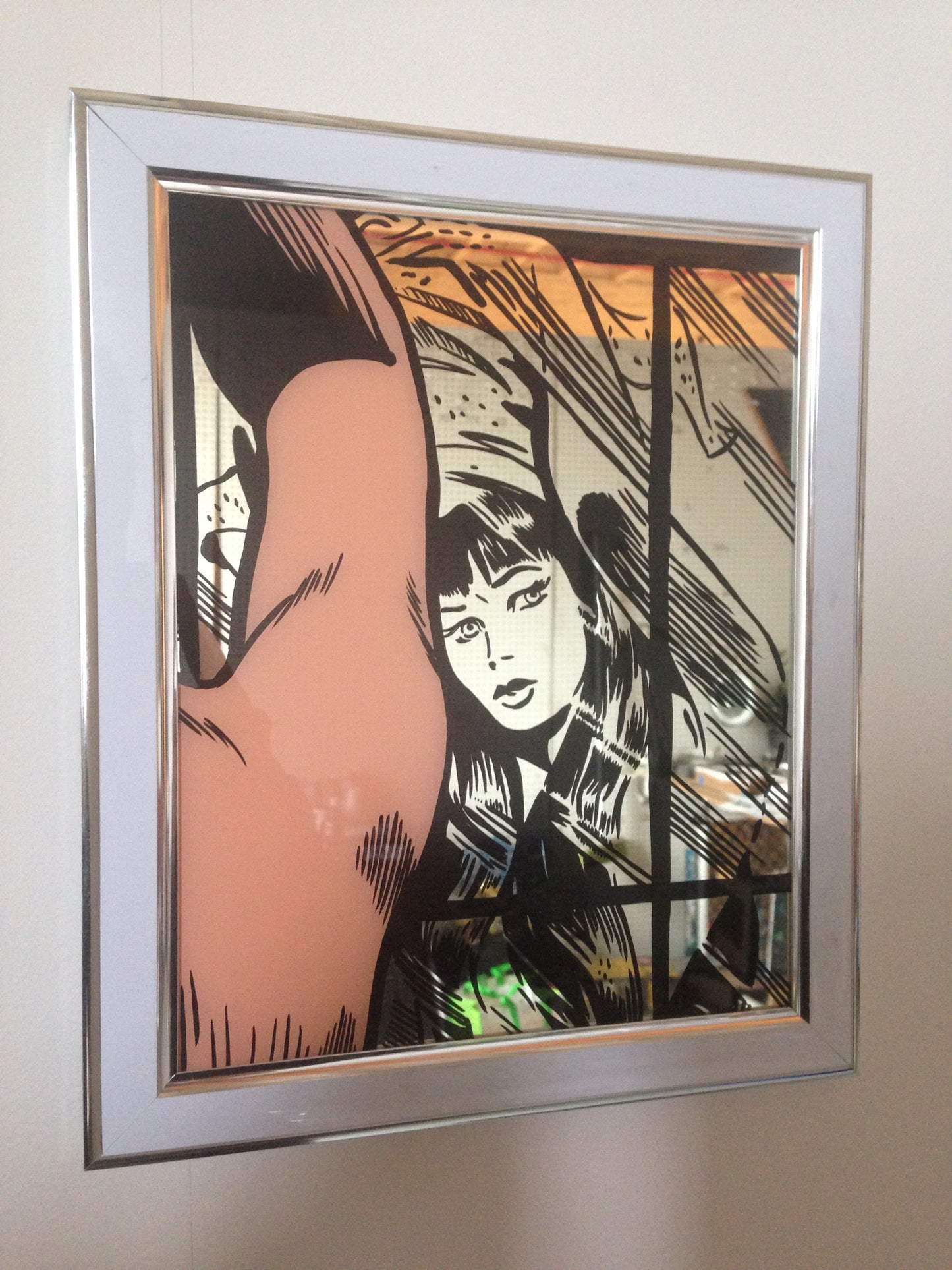 Kurt McRobert: 'Girl in the Mirror' Glass Gild