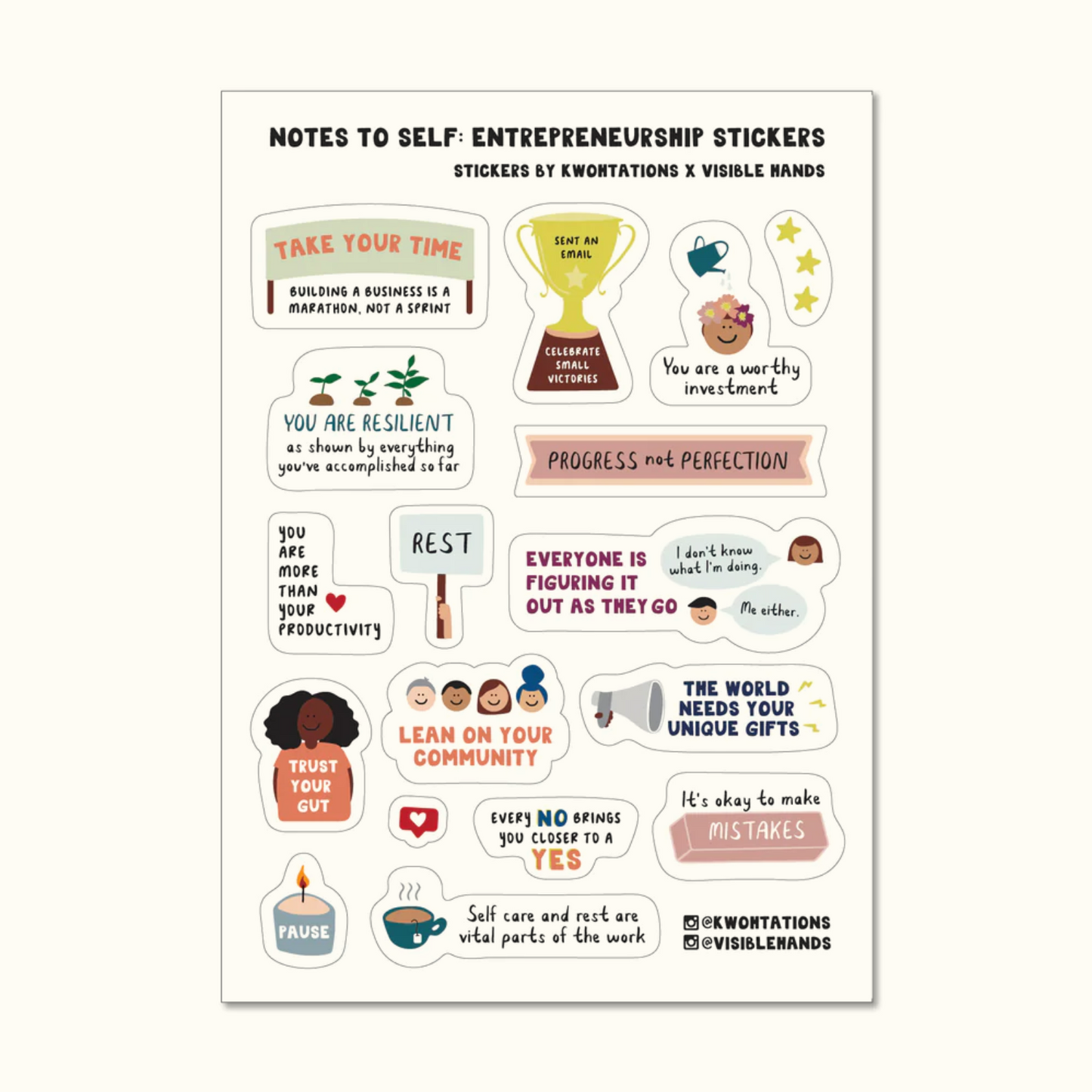 Kwohtations: Notes to Self Sticker Sheets