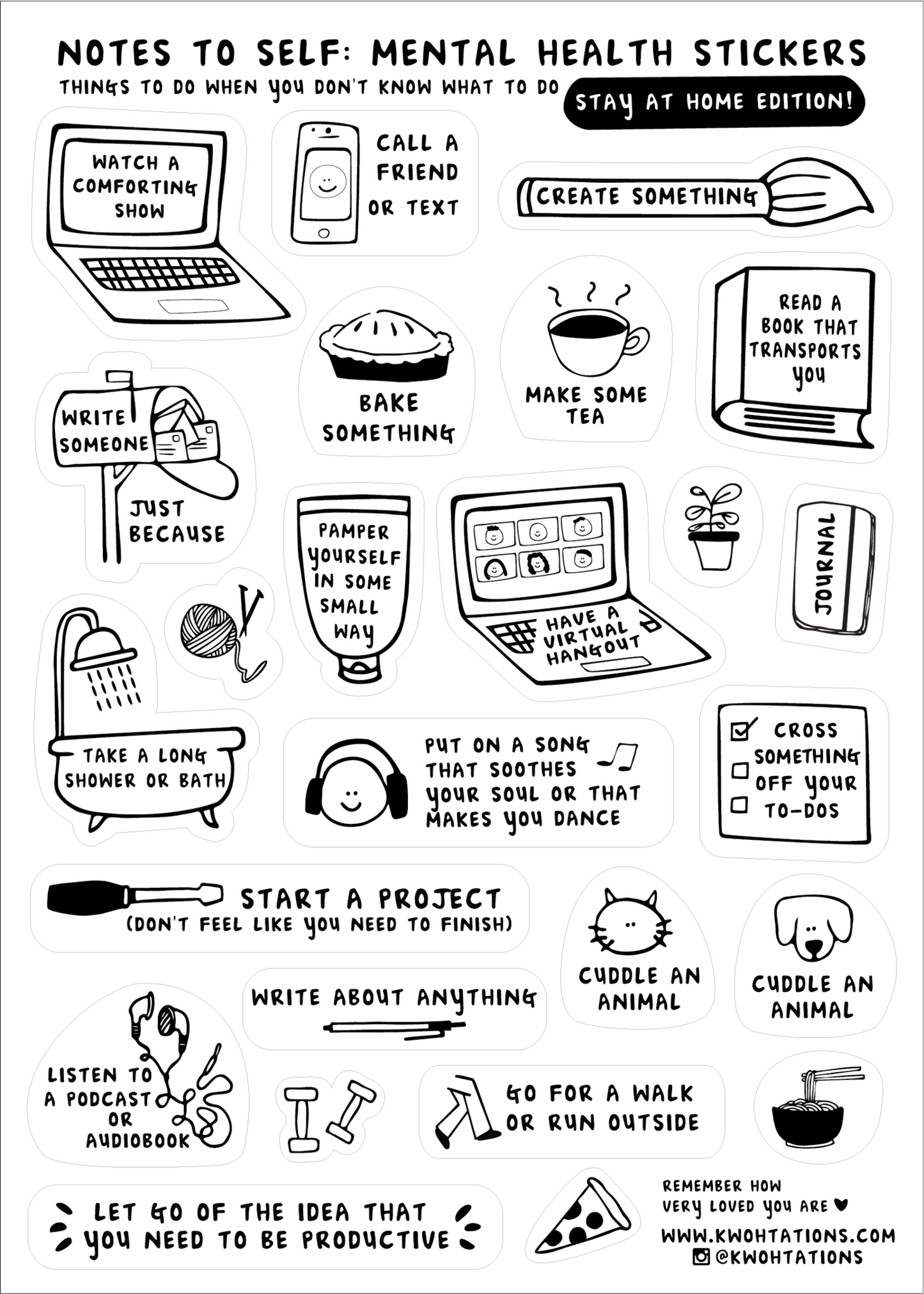 Kwohtations: Notes to Self Sticker Sheets