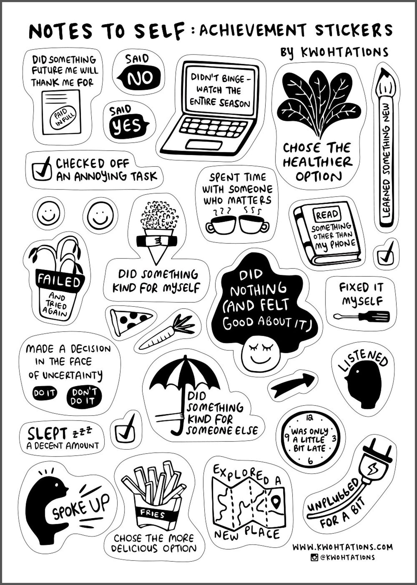 Intentions for Work + Life Sticker Sheet – Kwohtations