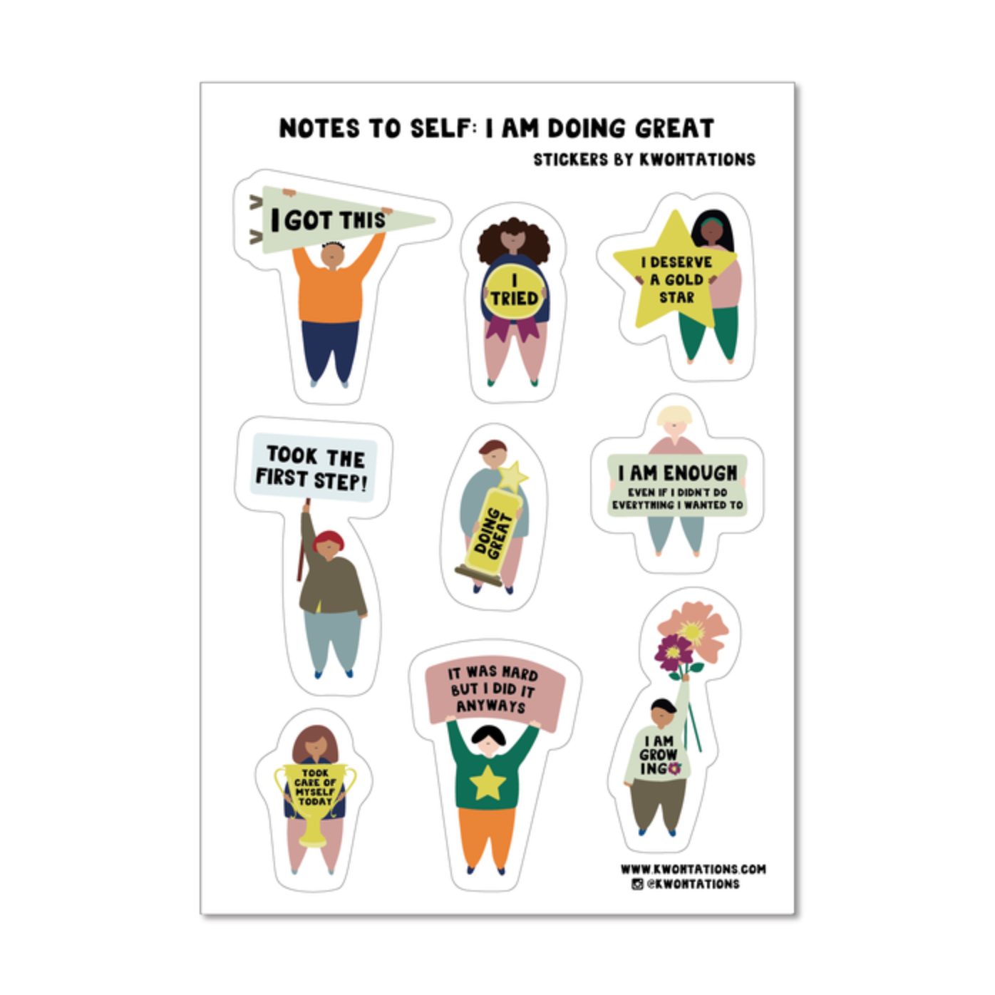 Kwohtations: Notes to Self Sticker Sheets