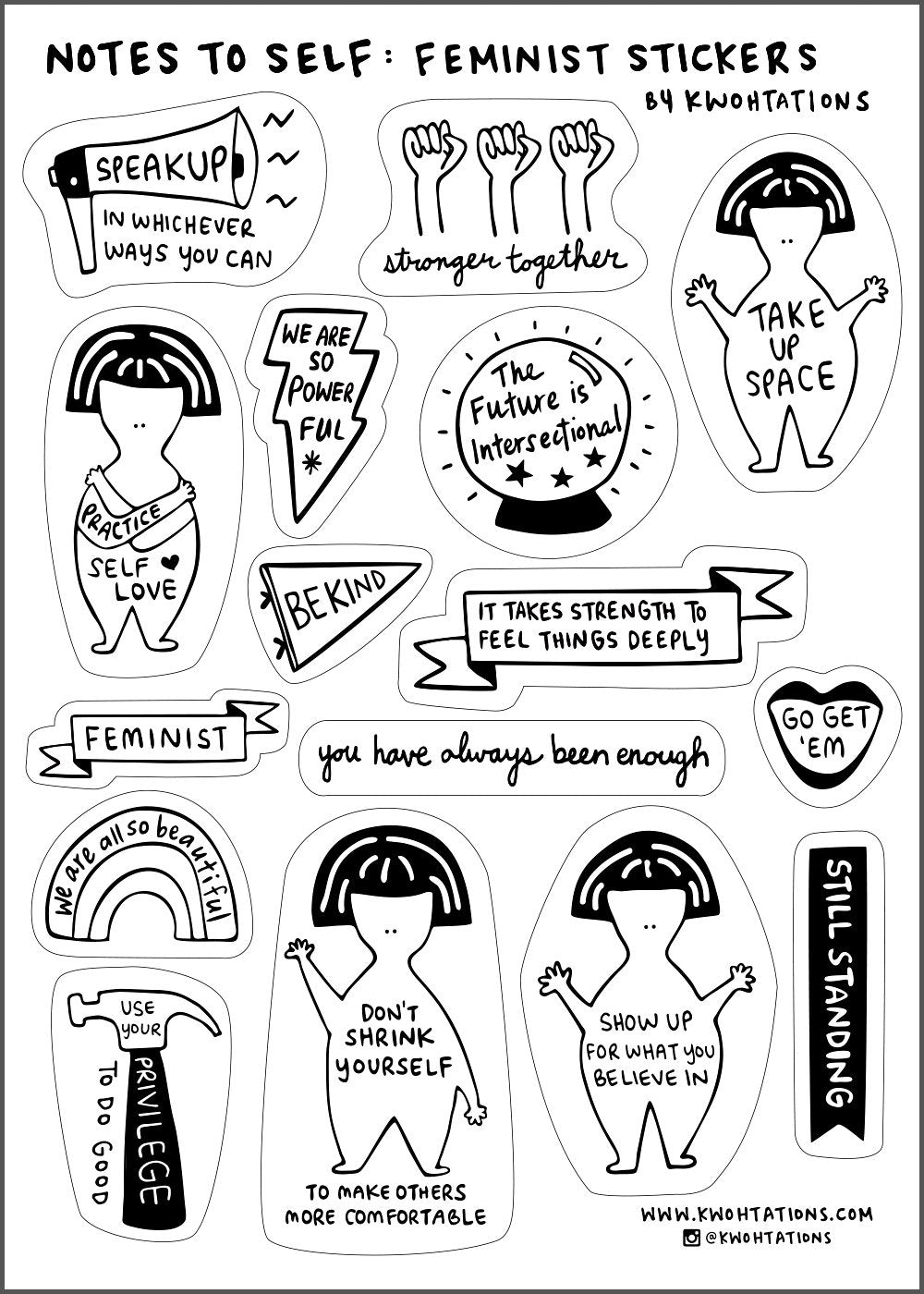Kwohtations: Notes to Self Sticker Sheets