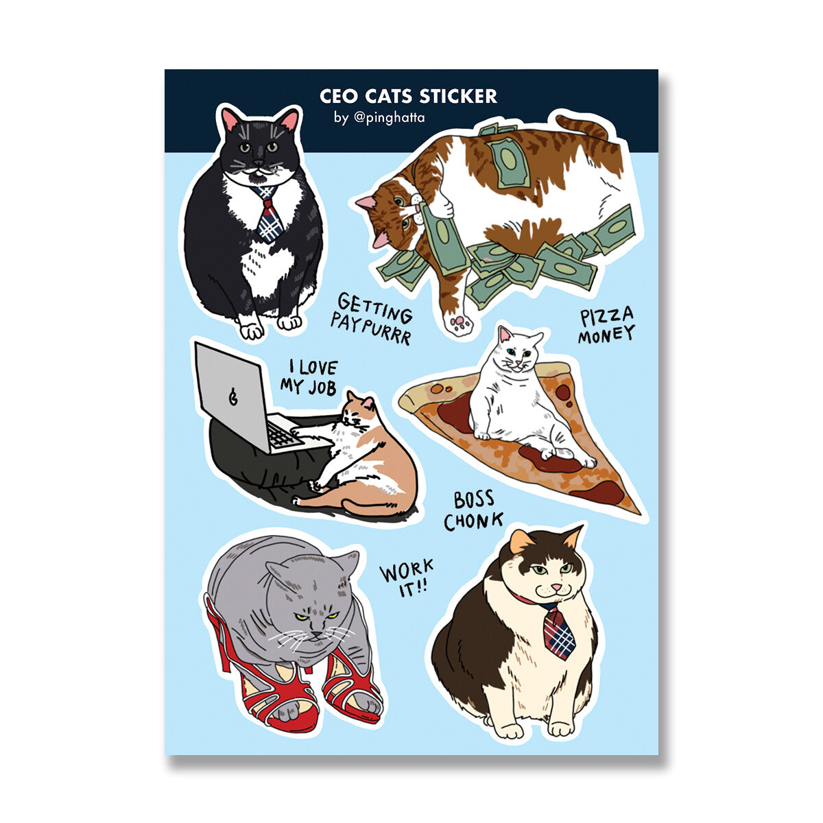 Ping Hatta: Cat Meme Sticker Sheets