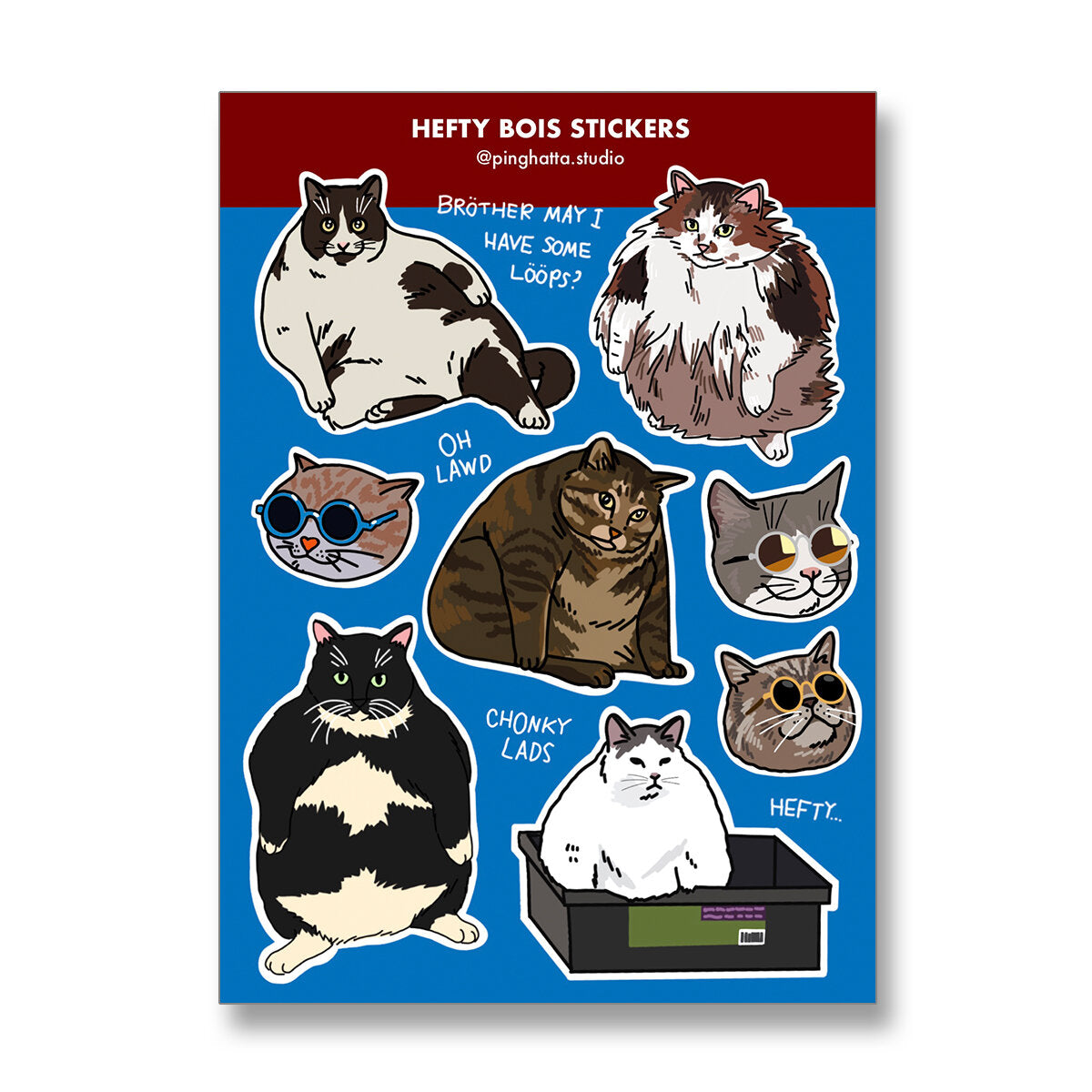 Ping Hatta: Cat Meme Sticker Sheets