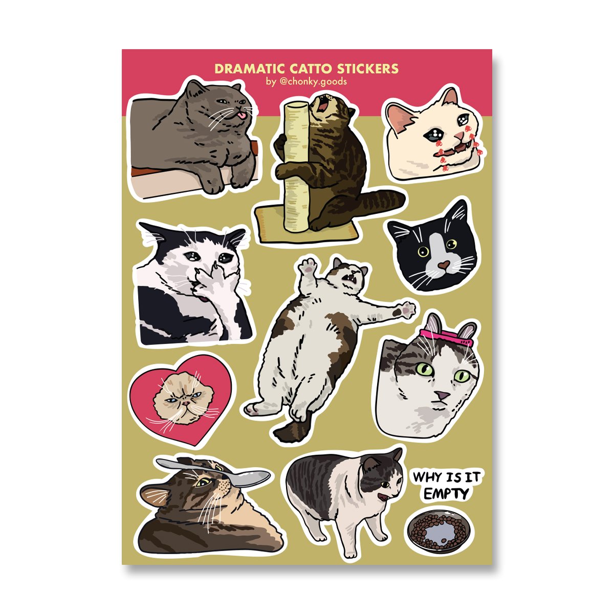 Ping Hatta: Cat Meme Sticker Sheets