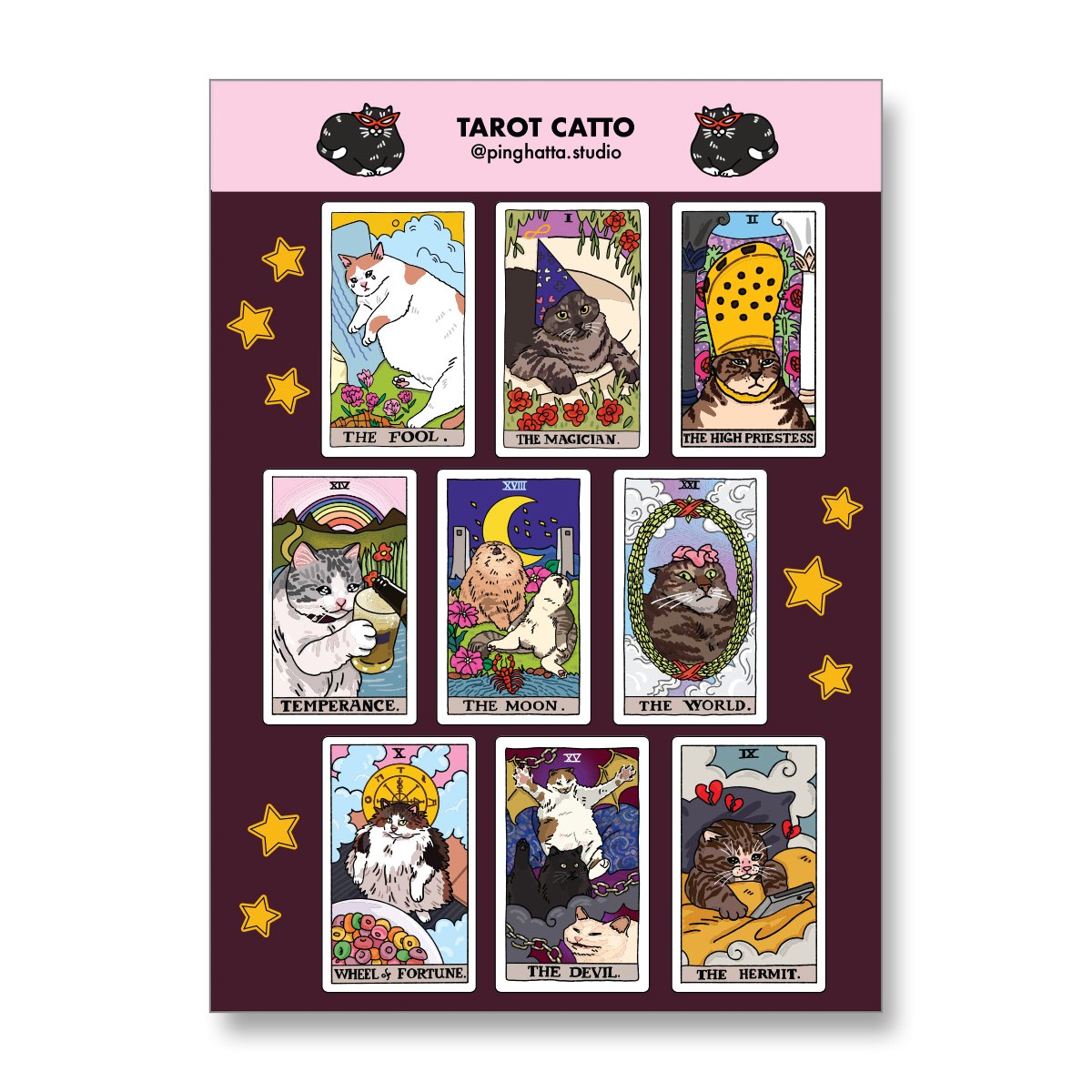 Ping Hatta: Cat Meme Sticker Sheets