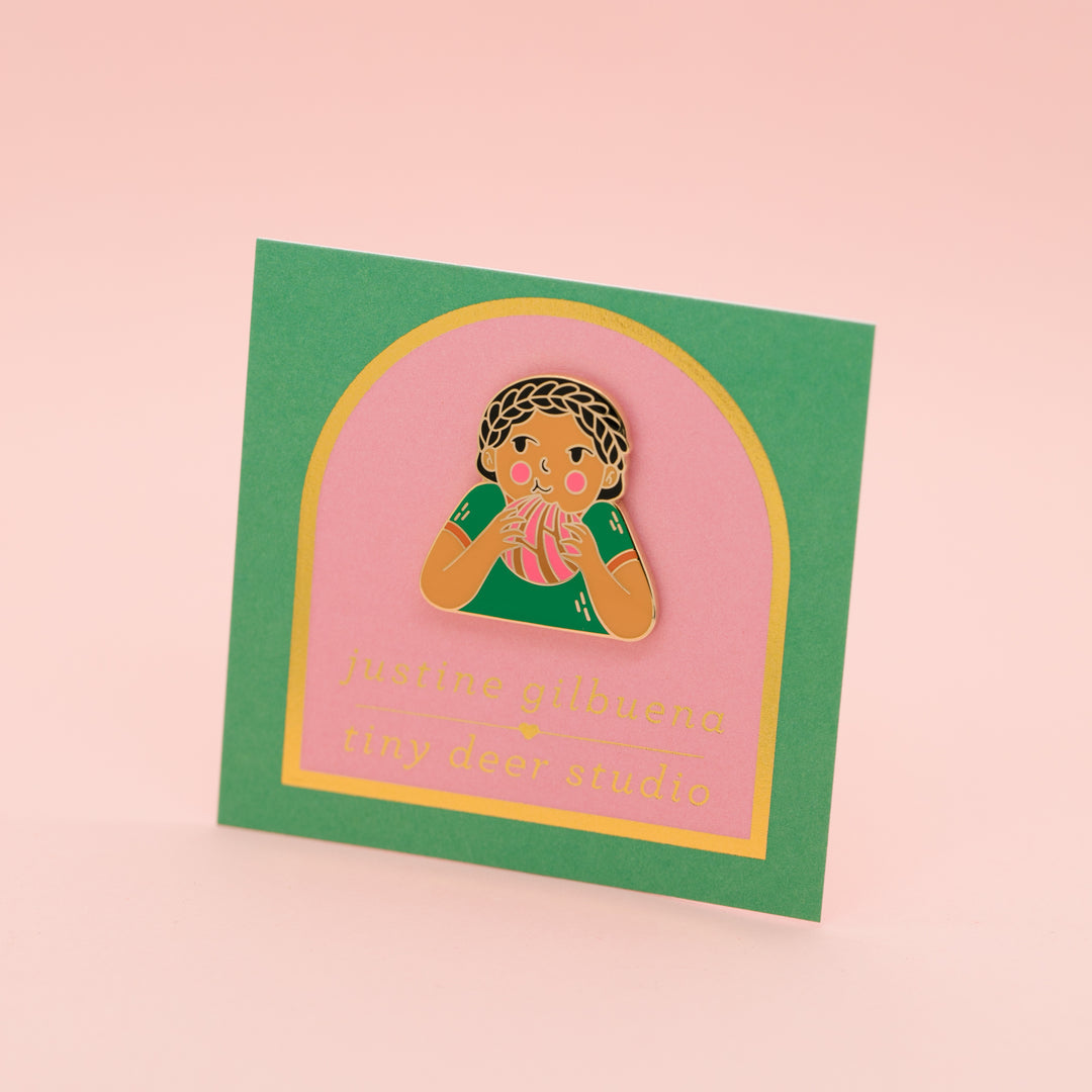 Tiny Deer Studio: Girl with Concha Enamel Pin