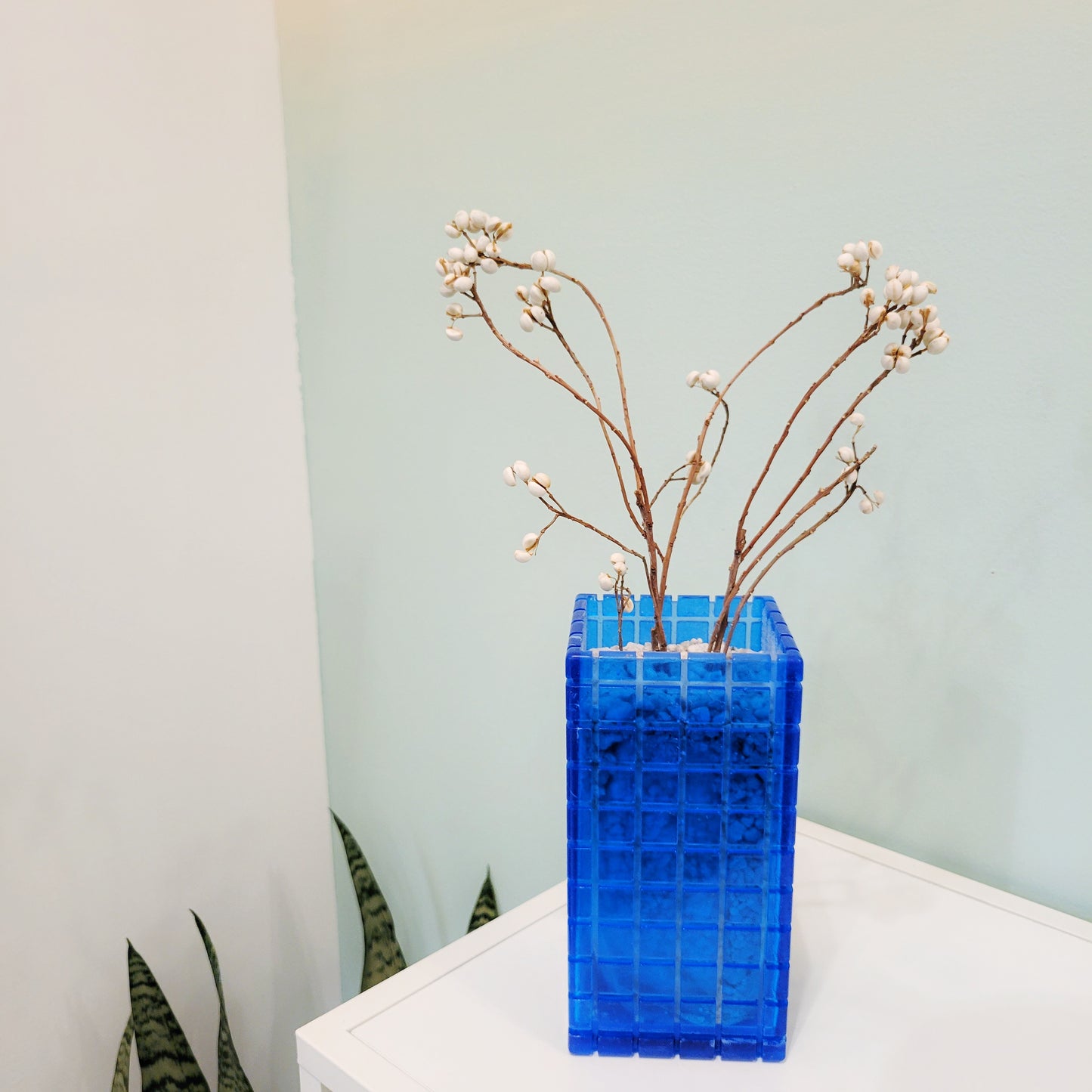 Uni-Form LLC: Translucent Blue Tile Vase 1