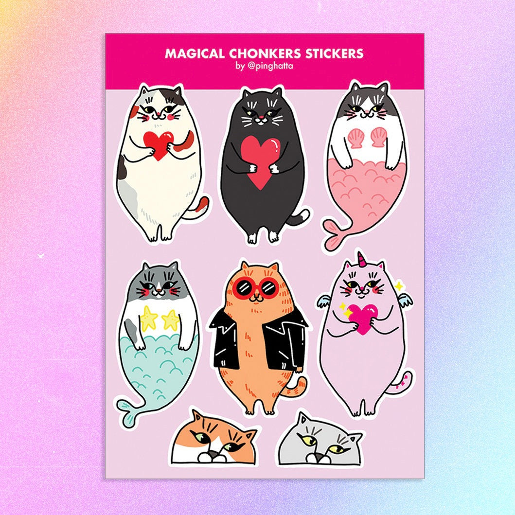 Ping Hatta: Cat Meme Sticker Sheets