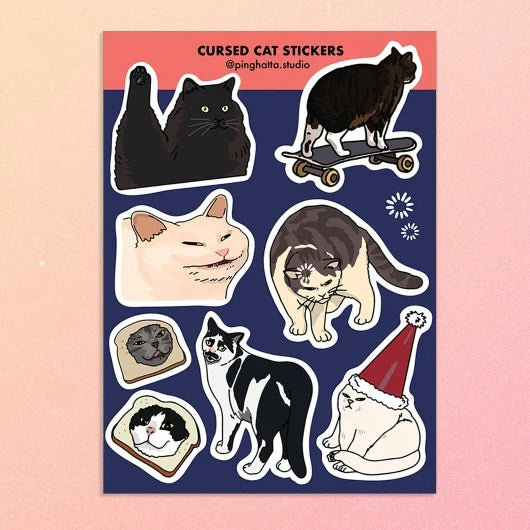 Ping Hatta: Cat Meme Sticker Sheets