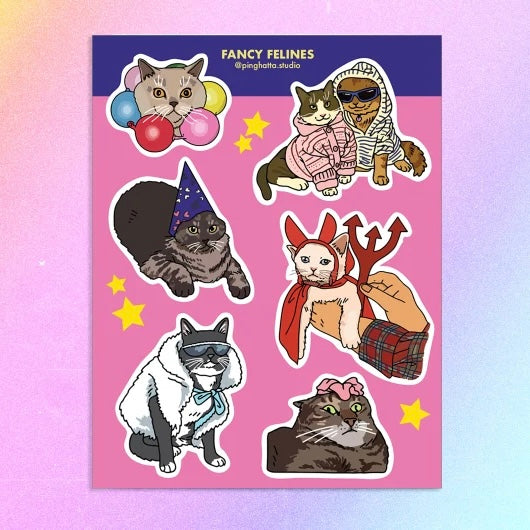 Ping Hatta: Cat Meme Sticker Sheets